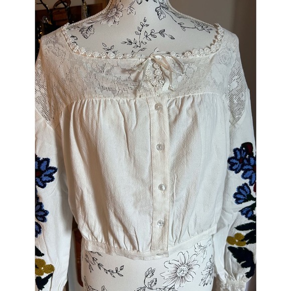 Free People | Meadows Embroidered Crop Top Size Medium - Picture 2 of 9